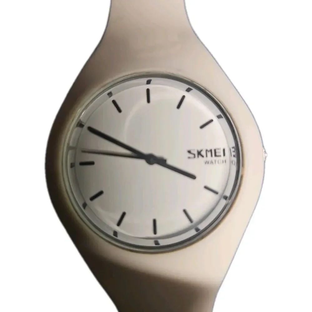 SKMEI Watch White Buckle Rubber Band Round Face WR30M Simple Stylish SR626SW